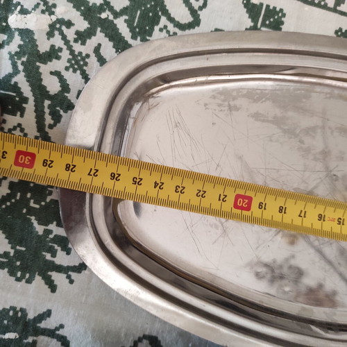 Inox platters used 28.5 cm, multiple pieces