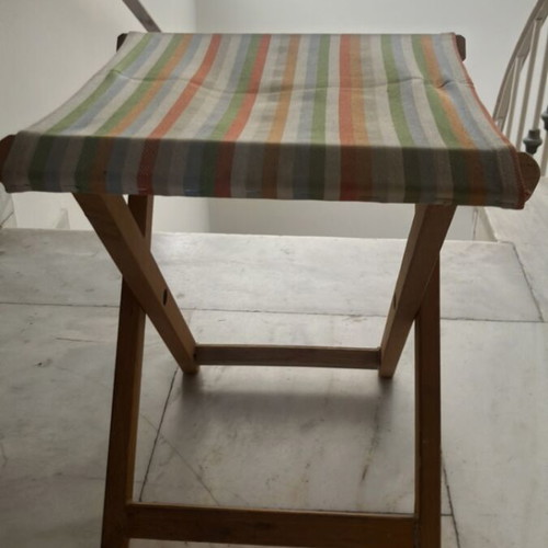 Stools like new, fabric and wood, set of 2