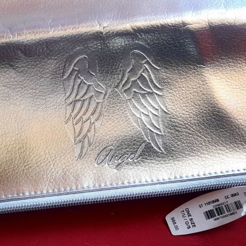 Victoria's Secret Angel silver fold-over clutch and cosmetic pouch new