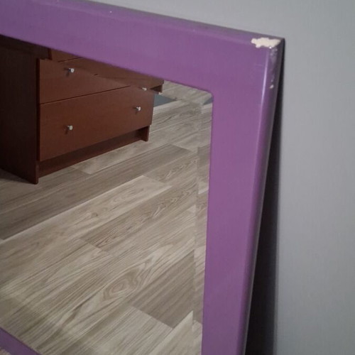 Wall mirror used, 0.96m width x 1m height, with metal clips