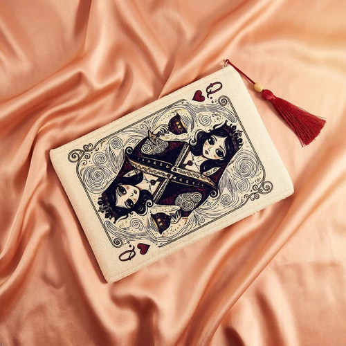 Queen of Hearts Playing Card Fabric Clutch Bag