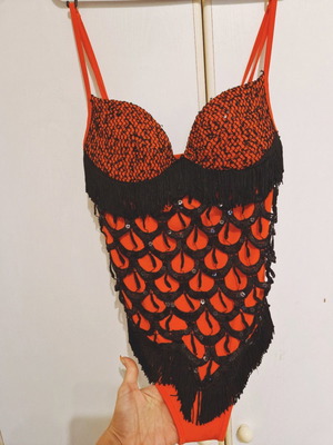 Kikiriki bodysuit new with sequins and fringes, size M