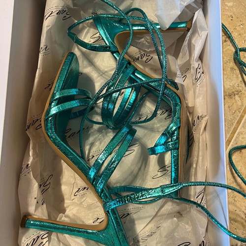 Sante high-heeled sandals like new, turquoise, size 37