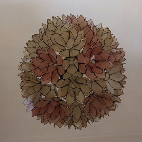 Vintage ceiling light flower made of shell used