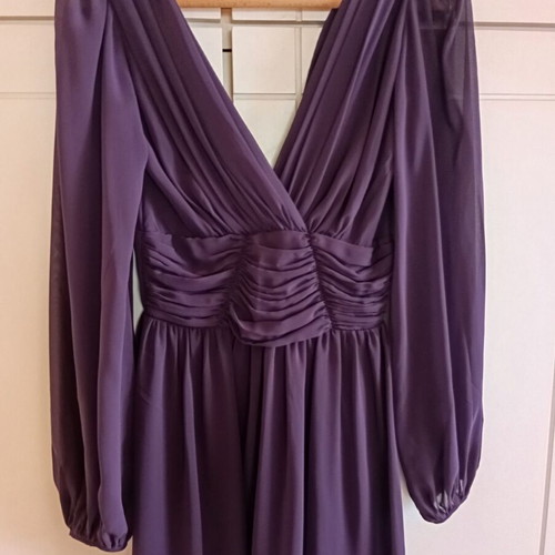 Asos dress new, purple, size small with deep neckline and sheer sleeves