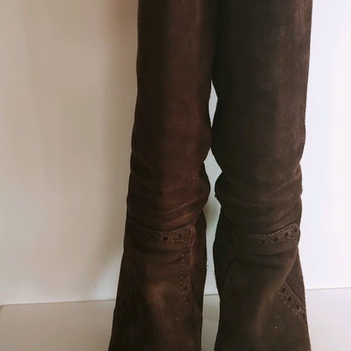 Suede boots used, genuine leather, size 40, brown