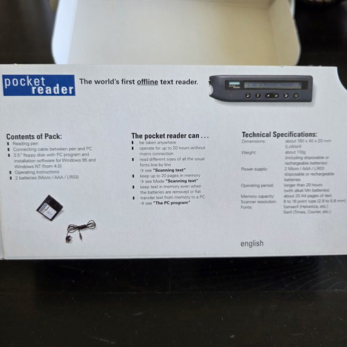 Siemens Pocket Reader used, complete in box, vintage OCR device