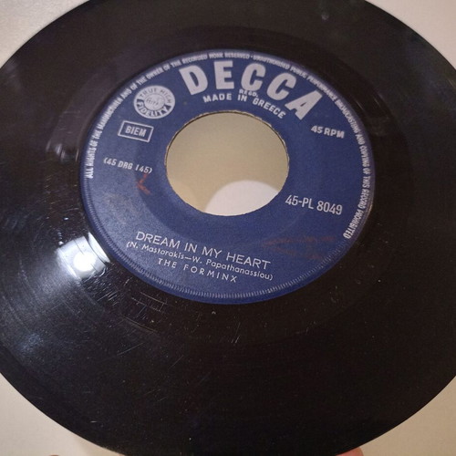 Decca 45 RPM record 45-PL 8049 by The Forminx used