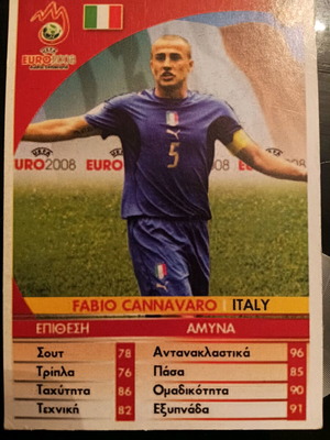 Συλλεκτική κάρτα Fabio Cannavaro Euro 2008 καινούργιο
