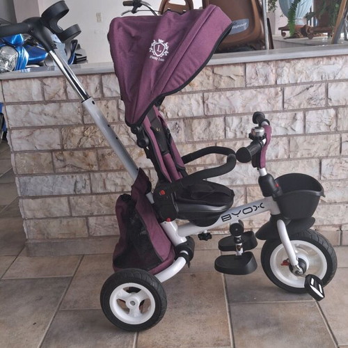 Byox Children's Folding Tricycle, Convertible with Parent Handle & Flexy Lux Canopy