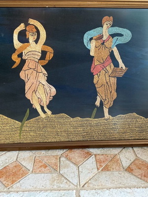 Old embroidery with ancient Greek theme used, Muses