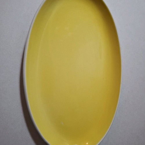 Ceramic oval platter small yellow used 23.5x14