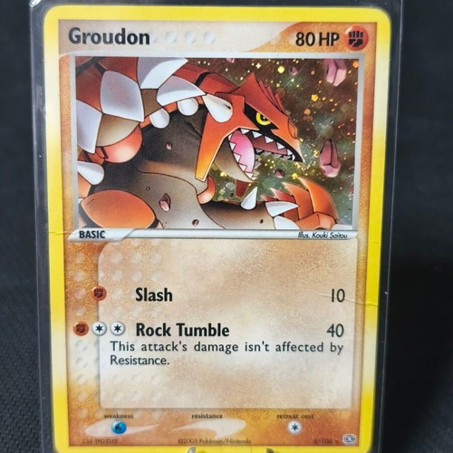 Groudon Emerald Holo Pokémon card, 80 HP