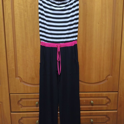 Derpouli strapless one-piece jumpsuit size 2 like new, black and white