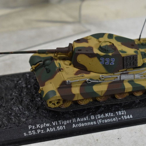 Collectible Tiger II tank model 1:72 Ardennes 1944 with display case like new