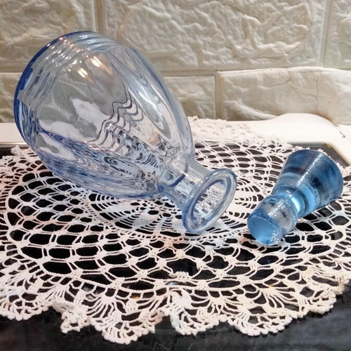 Vintage blue glass liqueur decanter