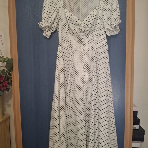 Polka Dot Midi Dress like new, black and white, size large