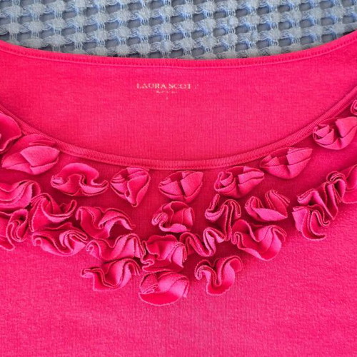 Pink blouse with fabric flowers, size XXL