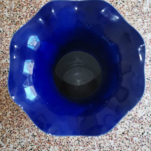 Satsuma porcelain floor vase like new, 59 cm, floral cobalt blue