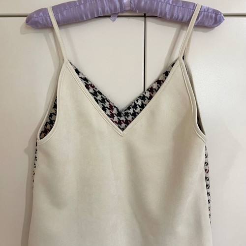 Zara ecru cami top with straps and V neckline like new