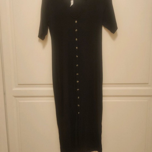 Black H&M dress new with buttons rib fabric size M