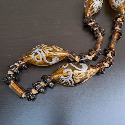 Decorative glass worry beads like new, handmade with painting