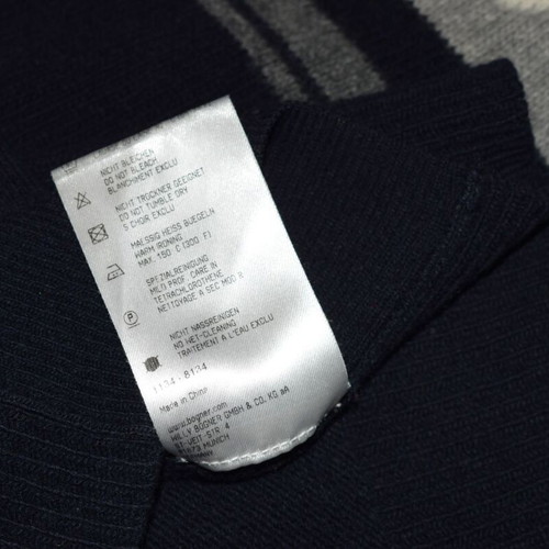 Bogner Navy Blue Nordic Print 1/2 Zip Long Sleeve Wool Sweater Size L like new