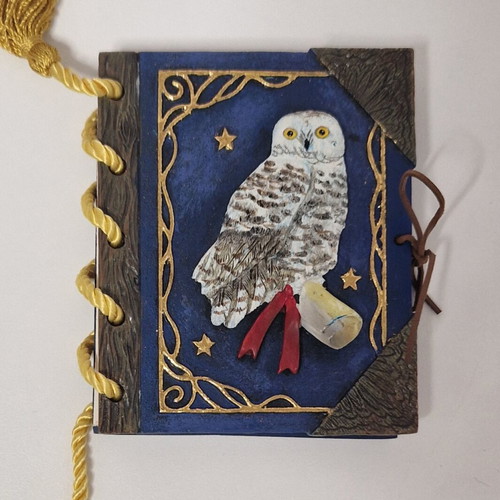 Notebook with ceramic embossed owl cover new Nemesis Now