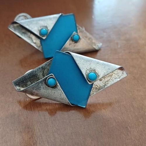 Earrings used, turquoise and silver