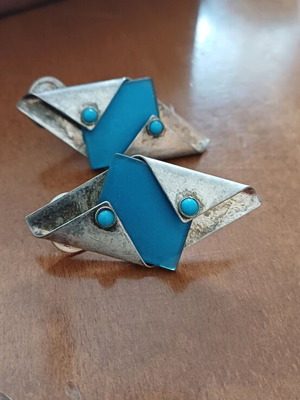 Earrings used, turquoise and silver