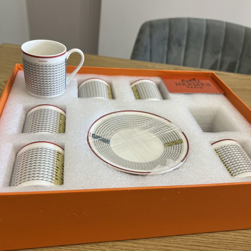 Hermes coffee set for six, 100% porcelain