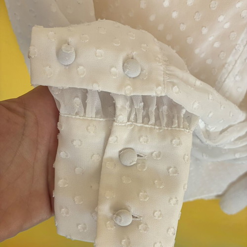 H&M Cream Sheer Swiss Dot V-Neck Blouse Small, like new