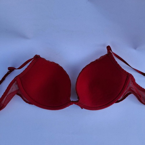 Bra M-L like new, red with lace details