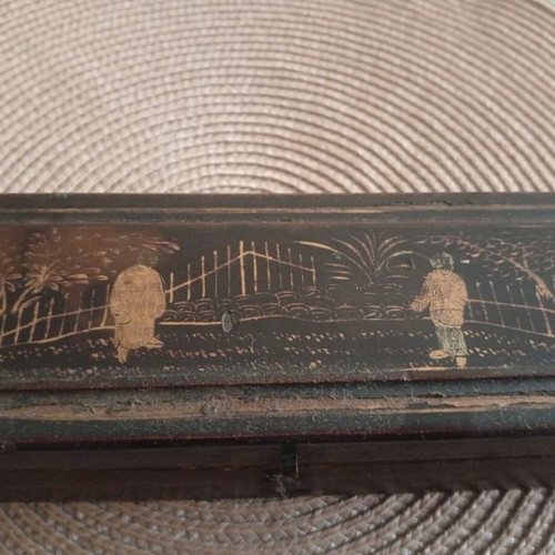 Antique Chinese Fan Case 19th Century Canton Export & Authentic Vintage Spanish Fan