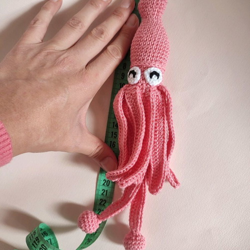Amigurumi Knitted Doll Pink Squid New