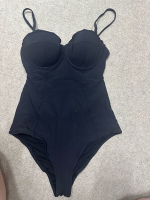 H&M Black One-Piece Swimsuit Used, Balcony Style with Padding and Underwire