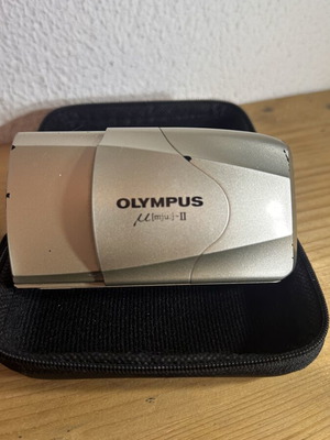 Olympus μ mju-II Quartz Date 35mm f/2.8 film camera with hard case