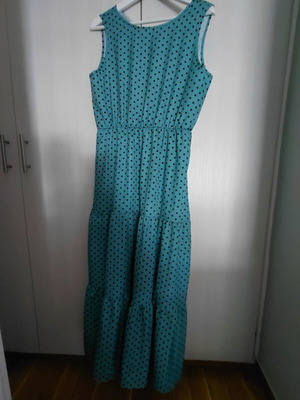 Maxi dress mint with small black polka dots