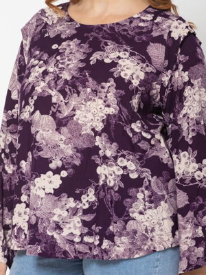 Happy Sizes blouse purple floral like new, size XXL