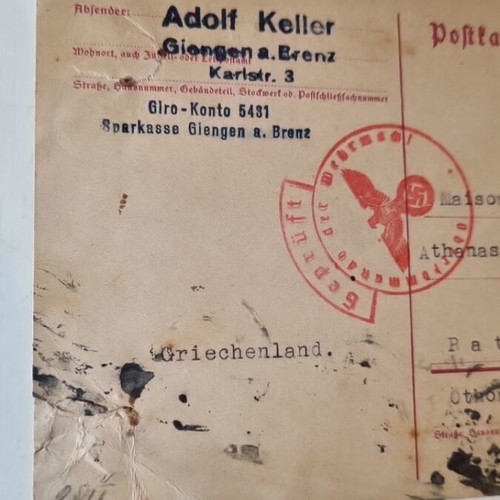 Collectible 1940 card used with Teddy Bear stamp and Wehrmacht censorship