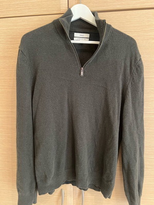 Marks and Spencer wool half zip sweater used, green, size M