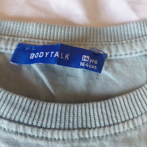 Bodytalk T Shirt 14 Years Used, Slightly Faded Print, Green