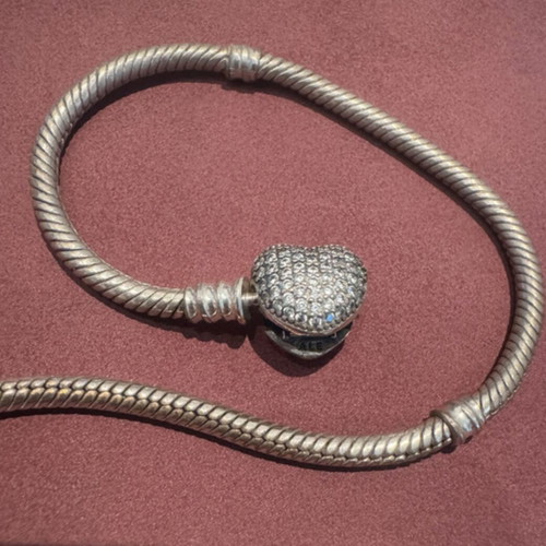 Pandora bracelet used, silver, with box