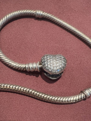 Pandora bracelet used, silver, with box