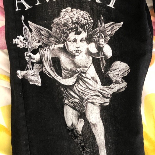 Amiri Cherub Print Skinny Jeans new, size XL