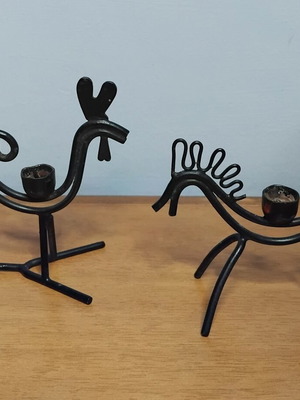 Vintage Gunnar Ander Metal Candleholders Sweden 1950s-60s