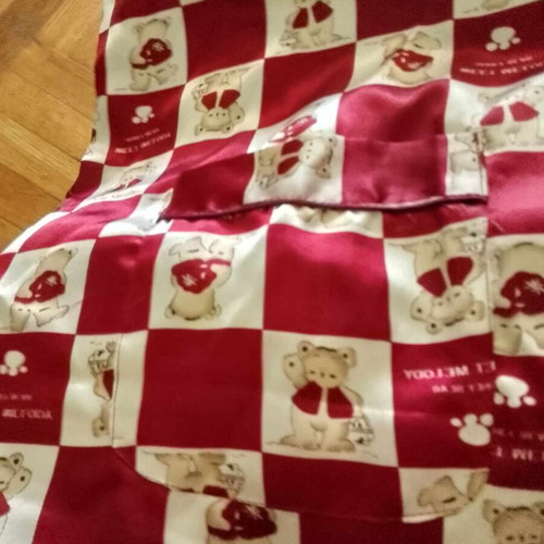 Satin pajamas with teddy bears new, bordeaux and ecru color