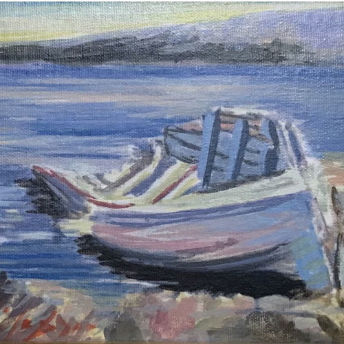 Ach. Aivazoglou painting like new, small oil on canvas