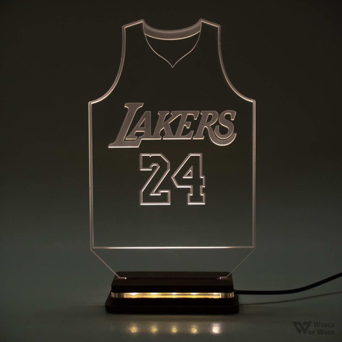 LED Light NBA Jersey with Logo and Wooden Base New