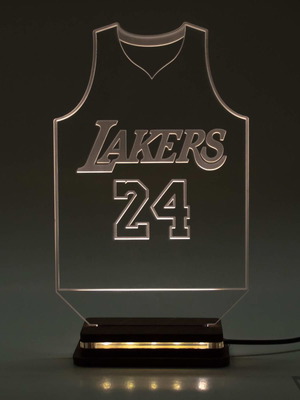 LED Light NBA Jersey with Logo and Wooden Base New